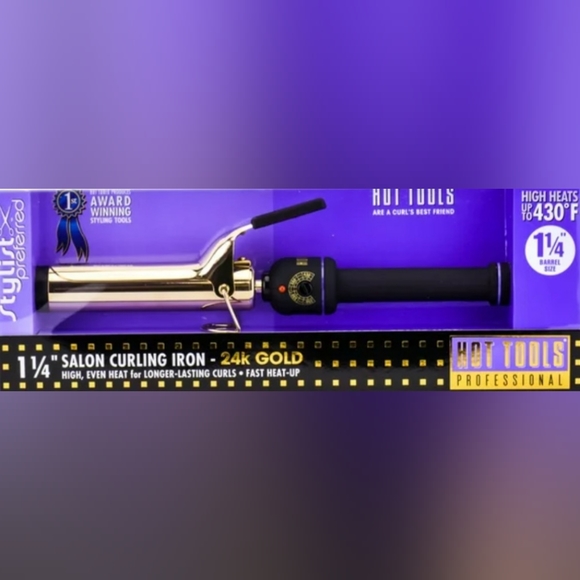 New Hot Tools 1 1/4" XL Long Barrel 24k Gold Curling Iron - Picture 1 of 3